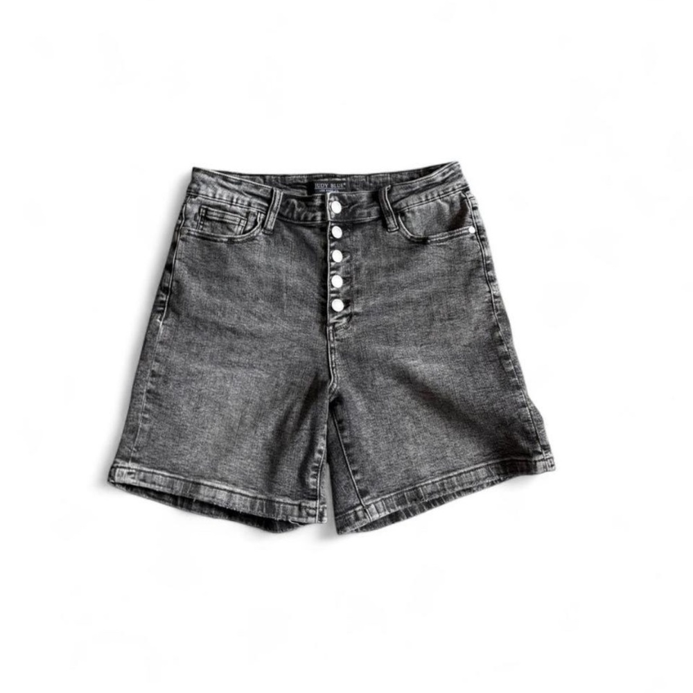 Judy Blue Dark Gray High-Rise Button-Fly Jean Shorts